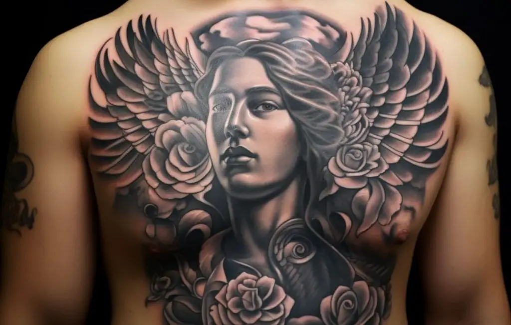 aprendeatatuar - tatuajes religiosos angel pecho