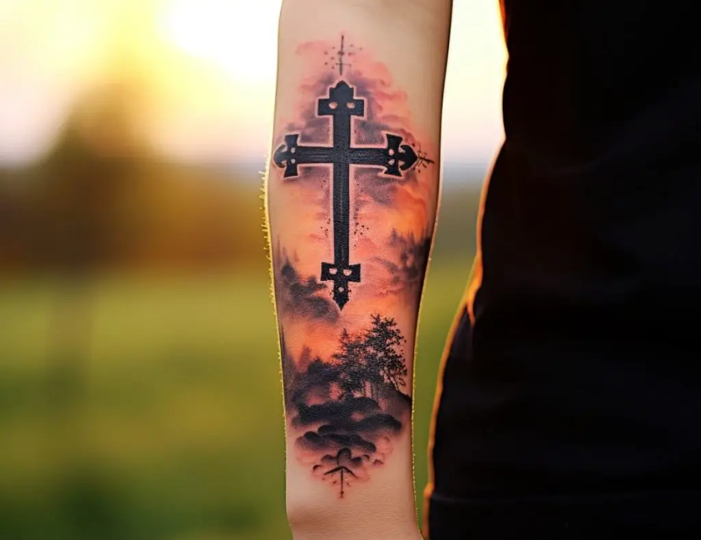 tatuaje cruz media manga